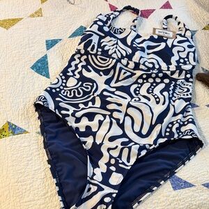 Title Nine Navy and White Women’s One Piece - D cup